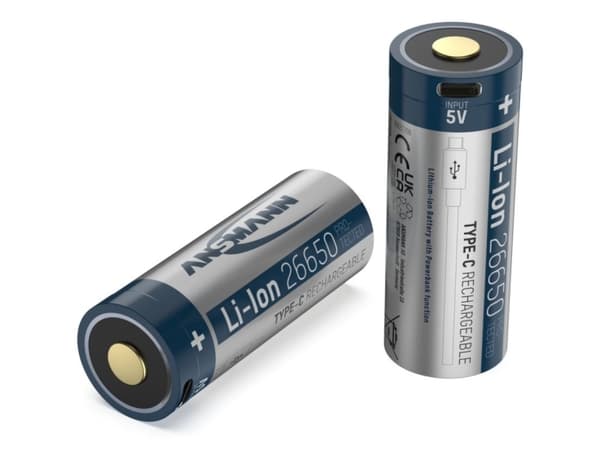 Ansmann Li-Ion 26650 5100mAh 3,6V Micro USB-kontakt 1307-0012