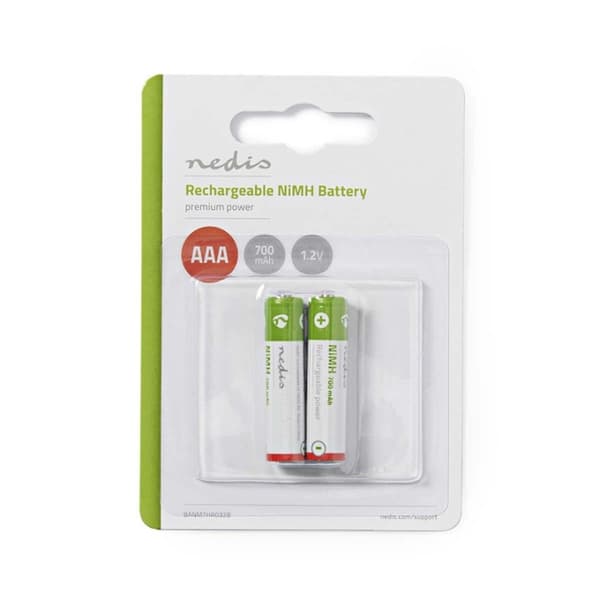 Nedis Laddningsbara Ni-MH-batteri AAA | 1.2 V DC | 700 mAh | Förladdad | 2-Pack