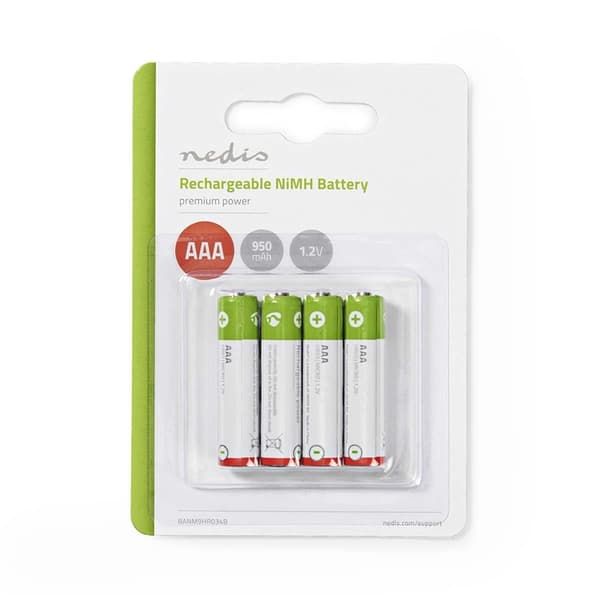 Nedis Ladattava Ni-MH-Akku AAA | 1.2 V DC | 950 mAh | Esiladattu | 4 Kpl pakkaus