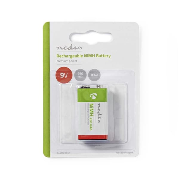 Nedis Genopladelige Ni-MH batteri E-Block | 8.4 V DC | 250 mAh | Forudladet | 1-Pakke | 6LR61