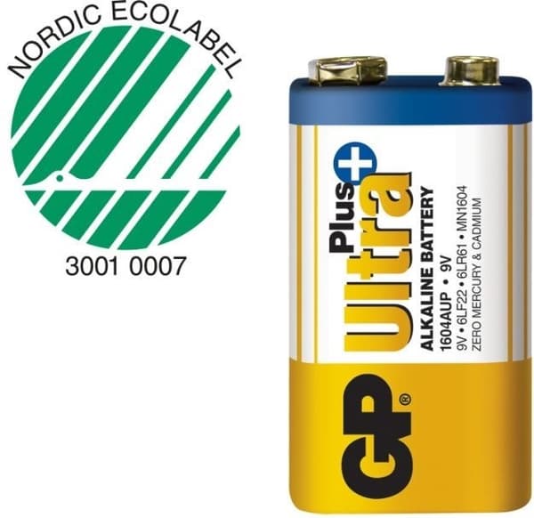 GP Ultra Plus Alkaline 9V batteri, 1604AUP/6LF22, 1-pack