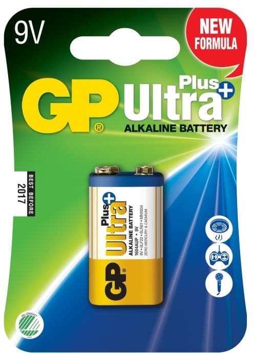 GP Ultra Plus Alkaline 9V batteri, 1604AUP/6LF22, 1-pack GP Ultra Plus Alkaline 9V batteri, 1604AUP/6LF22, 1-pack