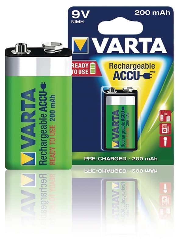 Varta Ladattava Ni-MH-Akku E | 9 V DC | 200 mAh | Esiladattu | 1 - Läpipainopakkaus | 6HR61 | Keltainen / Vihreä