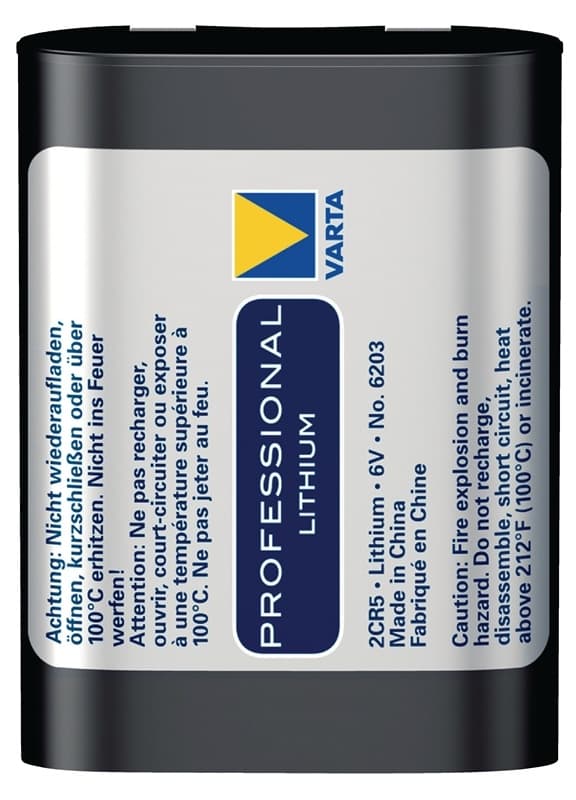 Varta Lithium Battery 2CR5 | 6 V DC | 1400 mAh | 1-Blister | Grå / Sølv