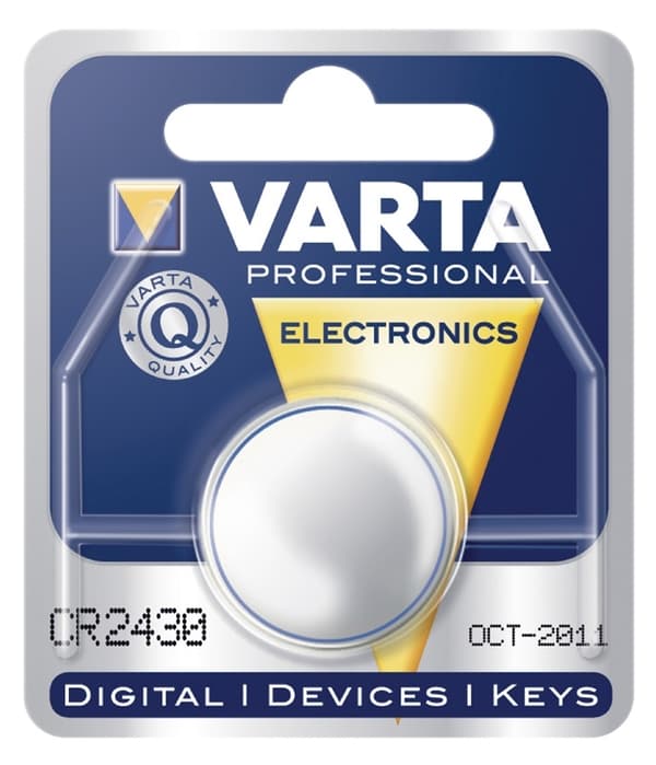 Varta CR2430 (6430) batteri, 1 stk. blister Lithium-knapcelle, 3 V