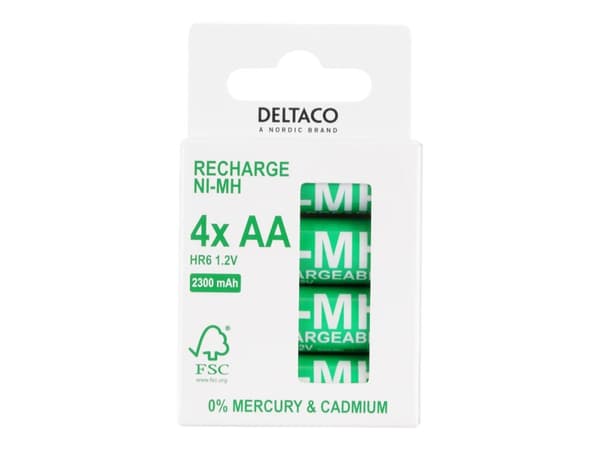 DELTACO - Batteri 4 x AA / LR06 - NiMH - (ladbare) - 2300 Wh - grønn