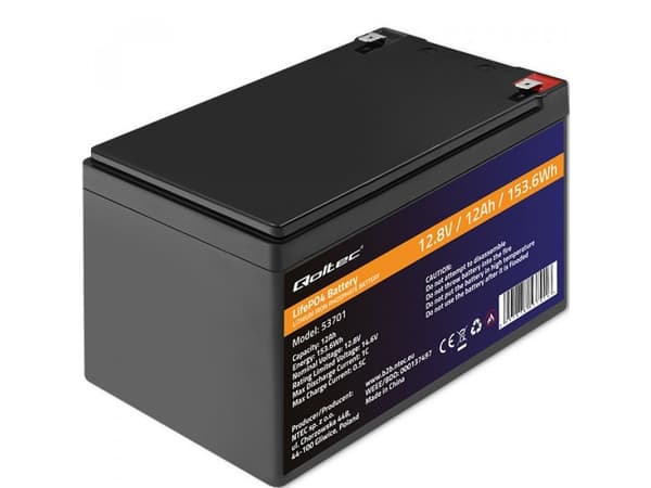 Qoltec - Batteri - 12.8V, BMS - litium-jernfosfat - 12 Ah - 153.6 Wh