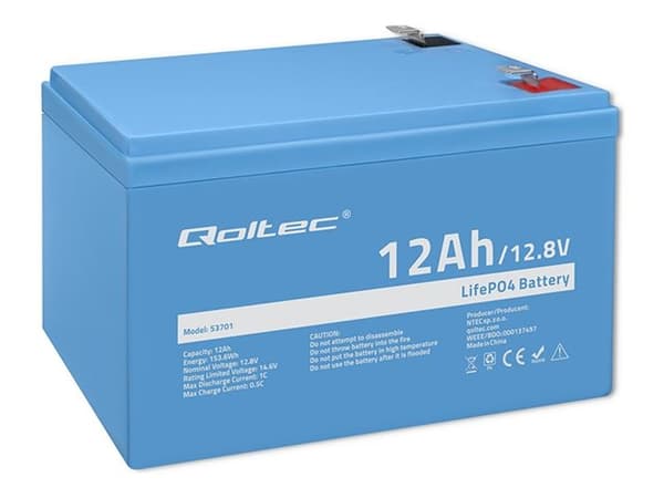 Qoltec - Batteri - 12.8V, BMS - litium-jernfosfat - 12 Ah - 153.6 Wh