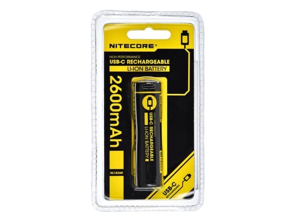 Nitecore NL1826R, Oppladbart batteri, Lithium-Ion (Li-Ion), 3,6 V, 1 stykker, 2600 mAh, Sort