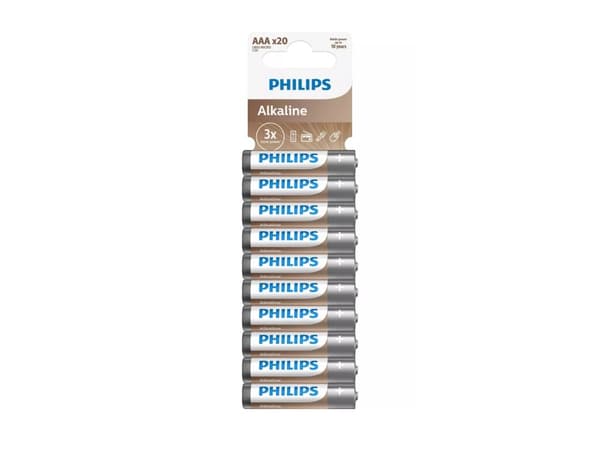 Philips Power Alkaline LR03P20T/10, Ladattava akku, AAA, Alkali, 1,5 V, 11 g, 220 g