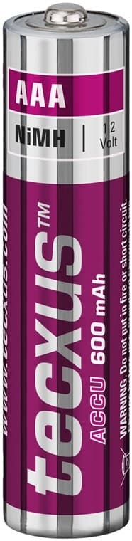 tecxus AAA (Micro)/HR03 genopladeligt batteri - 600 mAh, 4 stk. blister Nikkel-metalhydrid batteri (NiMH), 1,2 V