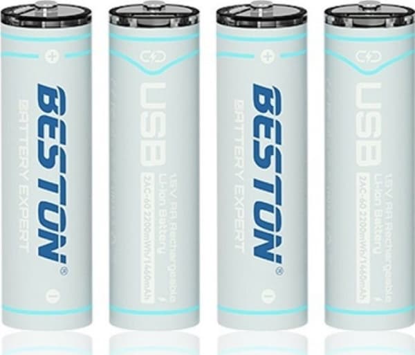 Beston Batterier AA oppladbare med USB-C-kontakt, 1460mAh, Li-Ion, 4 stk.