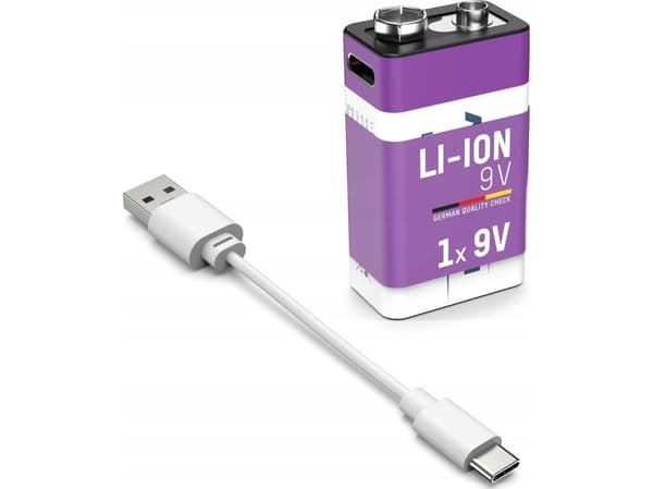 Batteri 9V E-Block ANSMANN 400mAh 1 serie 1,5V // lades via USB-C