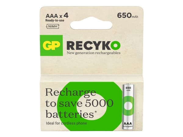 GP-batterier ReCyko Uppladdningsbart AAA-batteri NiMH 650 mAh 1,2 V 2 st