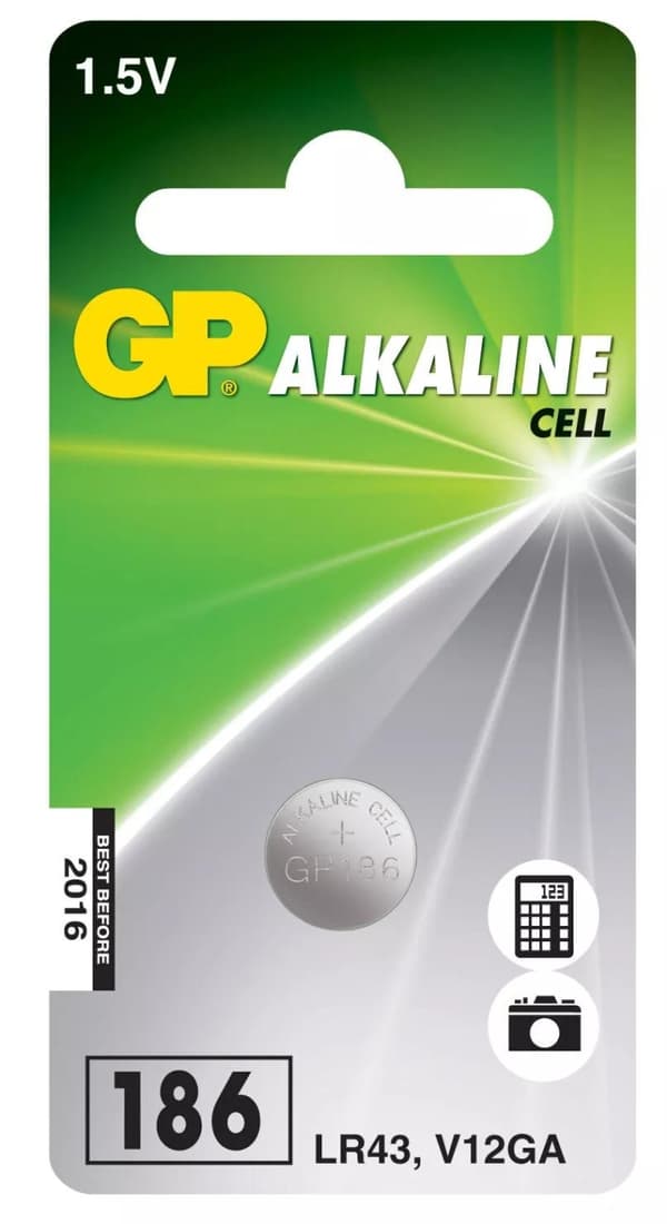 GP LR43 Alkaline Coin, 1 pakke (B)