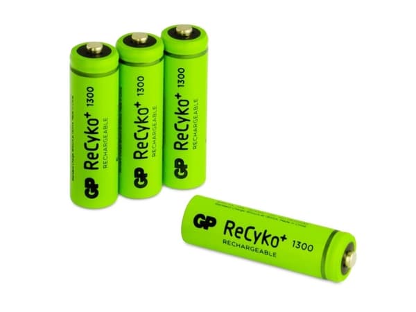 GP Batteries ReCyko, Oppladbart batteri, AA, Nikkelmetallhydrid (NiMH), 1,2 V, 4 stykker, 1300 mAh