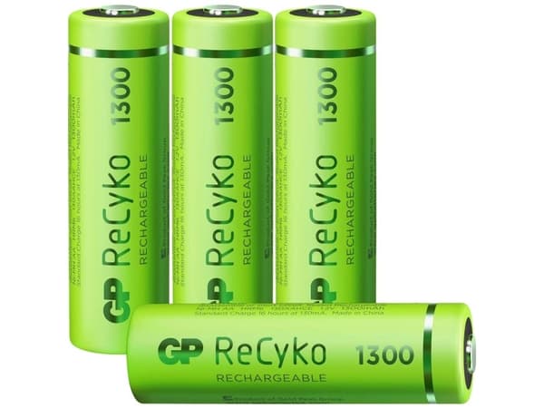 GP Batteries ReCyko, Oppladbart batteri, AA, Nikkelmetallhydrid (NiMH), 1,2 V, 4 stykker, 1300 mAh