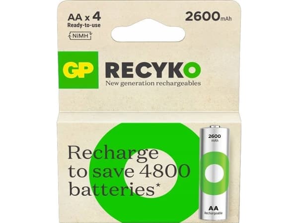 GP Batteries 201246, Oppladbart batteri, AA, Nikkelmetallhydrid (NiMH), 1,2 V, 4 stykker, 2600 mAh