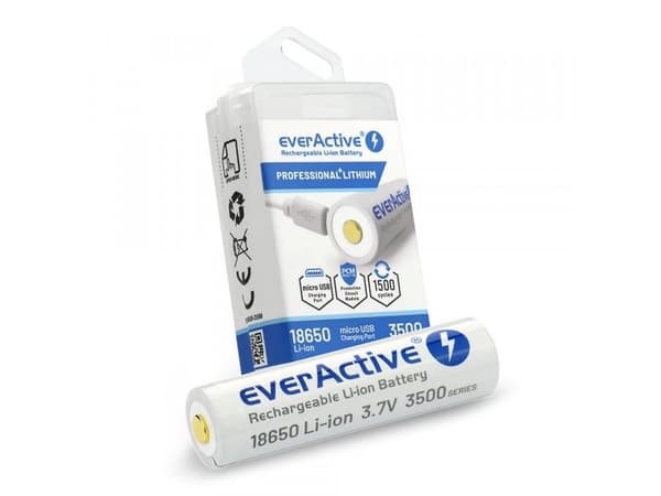 EverActive everActive USB oppladbart 18650 3,7V 3500mAh batteri med PCM
