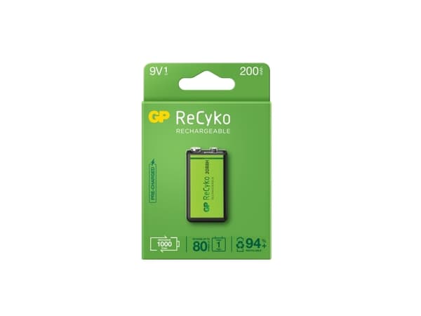 GP Batteries Recyko B2552, 200 mAh, Nickel-Metal Hydride (NiMH), 8.4 V, Green, Silver, 1 pc(s)