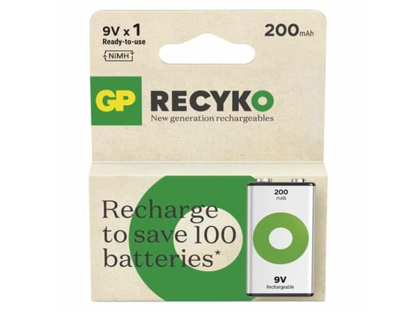 GP Batteries Recyko B2552, 200 mAh, Nickel-Metal Hydride (NiMH), 8.4 V, Green, Silver, 1 pc(s)