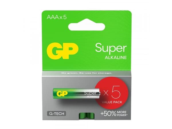 AAA/LR03 GP alkalisk batteri ReCyko Super Alkaline G-TECH - 5 stk.