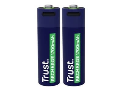 Trust - Batteri - USB-C 2 x AA-type - (ladbare) - 1700 mAh - blå