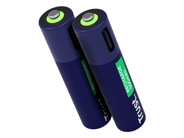 Trust - Batteri - USB-C + batteri 2 x AAA - (ladbare) - 500 mAh - blå