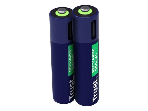 Trust - Batteri - USB-C + batteri 2 x AAA - (ladbare) - 500 mAh - blå