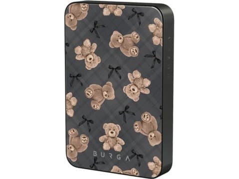 Burga Gunmetal Magnetic Powerbank - 5000 mAh magnetisk powerbank kompatibel med MagSafe, USB-C - USB-C m/e-kabel (BFF)