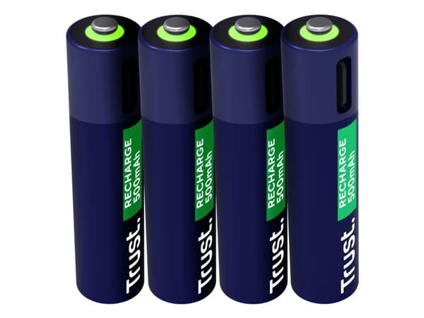 Trust 25671, Oppladbart batteri, AAA, 4 stykker, 500 mAh, 1 timer, Kortslutning
