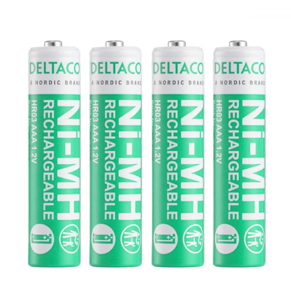 DELTACO Ultimate Ni-Mh oppladbar, LR03/AAA-størrelse, 750 mAh, 4-pk (SG)