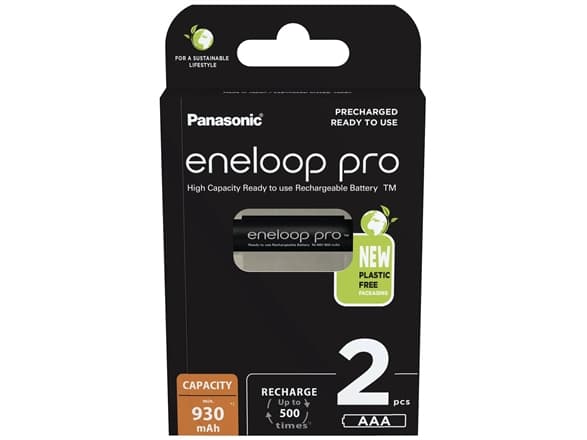 Panasonic 930mAh, 1.2V, Oppladbart batteri, AAA, 1,2 V, 2 stykker, 930 mAh, Sort