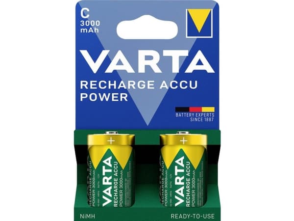 Varta 56714 101 412, Oppladbart batteri, C, Nikkelmetallhydrid (NiMH), 1,2 V, 2 stykker, 3000 mAh