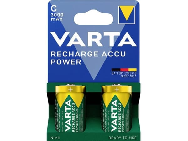 Varta 56714 101 412, Oppladbart batteri, C, Nikkelmetallhydrid (NiMH), 1,2 V, 2 stykker, 3000 mAh