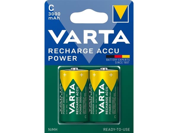 Varta 56714 101 412, Oppladbart batteri, C, Nikkelmetallhydrid (NiMH), 1,2 V, 2 stykker, 3000 mAh