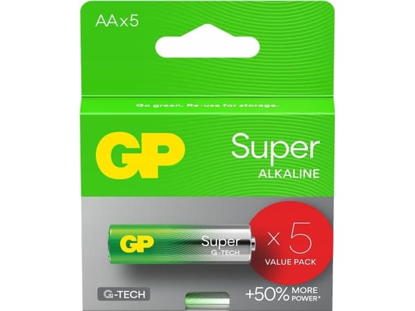 GP Recyko Alkaline batteri AA / LR6 GP Super Alkaline G-TECH - 5 stk.