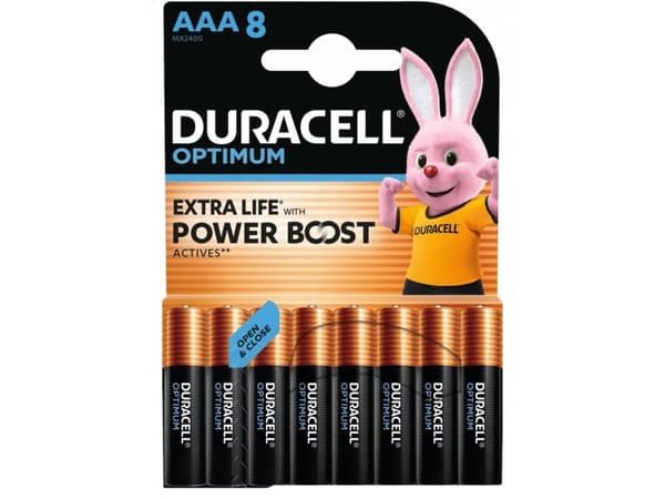 Batteries DURACELL OPTIMUM EXTRA LIFE, AAA, 8 pcs