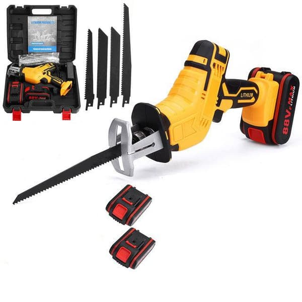 88VF 0-3000 RPM bärbar uppladdningsbar fram- och återgående sågsats med 2st 7500mAh batteri/4st sågblad