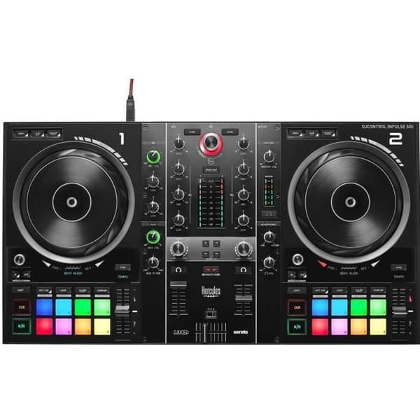 HERCULES DJCONTROL INPULSE 500 - DJ-kontroller - Ljudgränssnitt &amp; integrerad hårdvarumixer