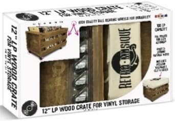 Vinyltillbehör - 12" LP WOOD CRATE med hjul