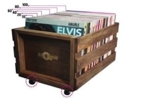 Vinyltillbehör - 12" LP WOOD CRATE med hjul