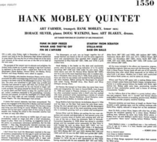 Hank Mobley - Hank Mobley Quintet (LP)