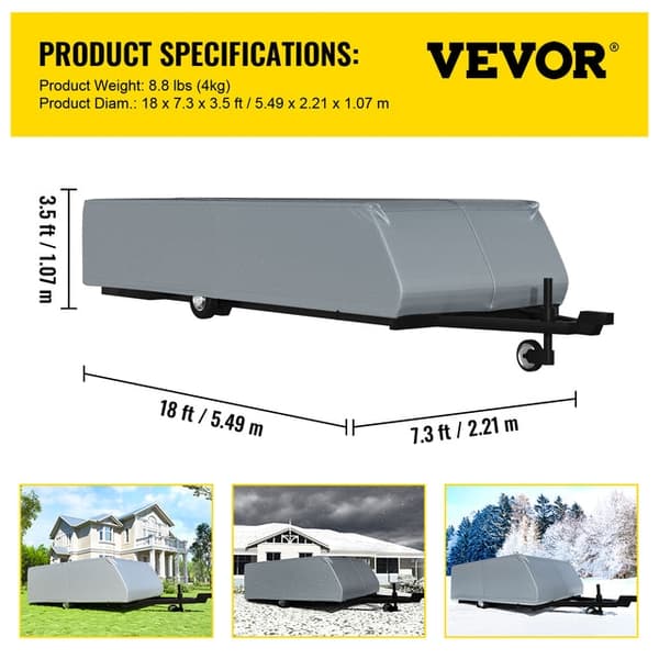 Pop Up Camper Suoja 8'-20' - 4-kerroksinen Ei-Kudoinainen Kankainen, UV-sävyvä, Vesitiivis & Tuulenpitävä