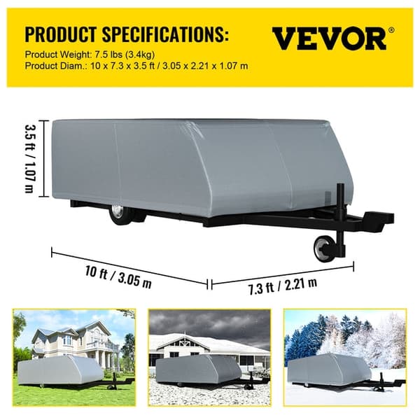 Pop Up Camper Suoja 8'-20' - 4-kerroksinen Ei-Kudoinainen Kankainen, UV-sävyvä, Vesitiivis & Tuulenpitävä