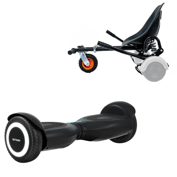 Pakke Hoverboard Go Kart med Støddæmpere, 6,5 tommer, Jetson Prism Black, Standard Rækkevidde og Sort Hoverkart med Støddæmpere, Smart Balance