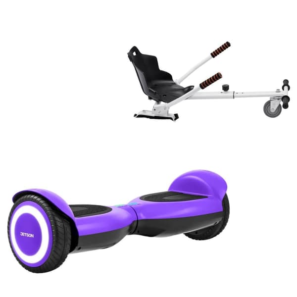 Paketti Hoverboard Standard Go Kart 6,5 tuumaa, Jetson Prism Purple, Vakio Toimintasäde ja Valkoinen Hoverkart, Smart Balance
