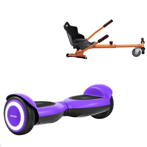 Paketti Hoverboard Standard Go Kart 6,5 tuumaa, Jetson Prism Purple, Vakio Toimintasäde ja Oranssi Hoverkart, Smart Balance