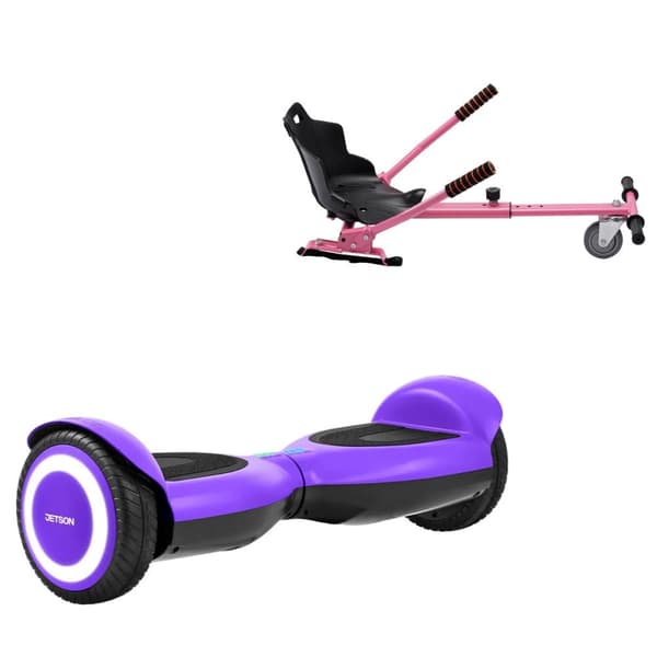 Paketti Hoverboard Standard Go Kart 6,5 tuumaa, Jetson Prism Purple, Vakio Toimintasäde ja Vaaleanpunainen Hoverkart, Smart Balance