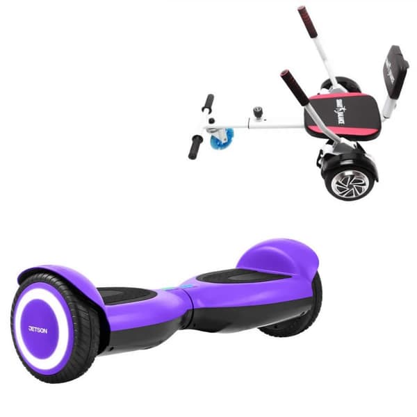 Paketti Hoverboard Comfort Go Kart 6,5 tuumaa, Jetson Prism Purple, Vakio Toimintasäde ja Valkoinen Comfort Hoverkart, Smart Balance